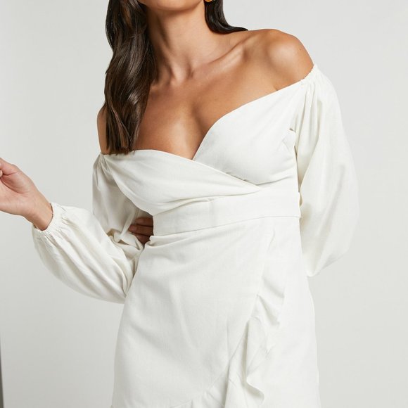 Showpo White Mini Dress Linen - Picture 3 of 4